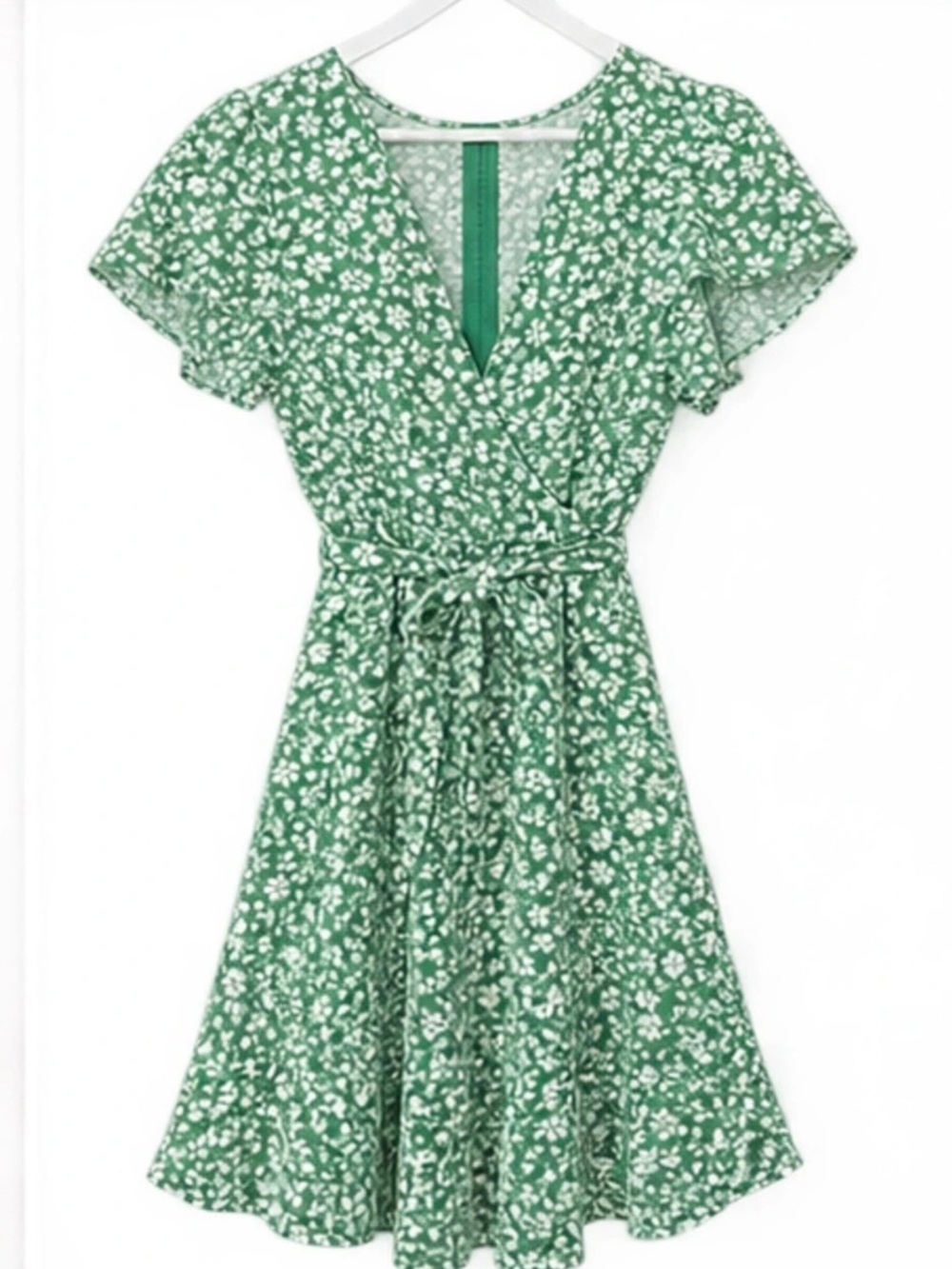 Hello Dolly Green Floral Wrap Romper Like New